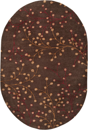Athena ATH-5052 Cottage Wool Rug ATH5052-69OV Dark Brown, Dark Red, Camel 100% Wool 6' x 9' Oval