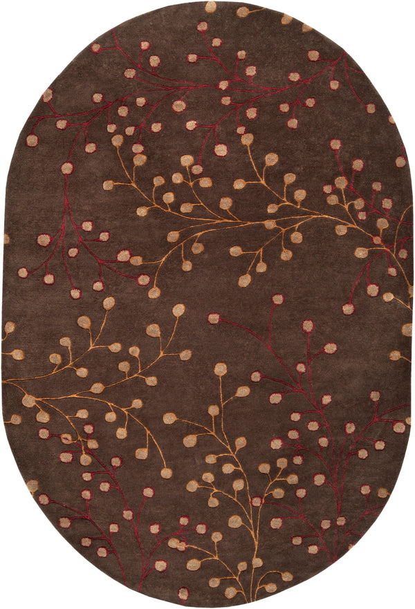Athena ATH-5052 Cottage Wool Rug ATH5052-69OV Dark Brown, Dark Red, Camel 100% Wool 6' x 9' Oval