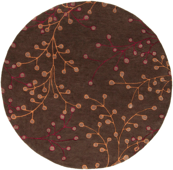 Athena ATH-5052 Cottage Wool Rug ATH5052-99RD Dark Brown, Dark Red, Camel 100% Wool 9'9" Round