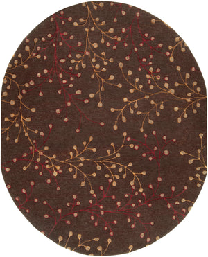 Athena ATH-5052 Cottage Wool Rug ATH5052-810OV Dark Brown, Dark Red, Camel 100% Wool 8' x 10' Oval
