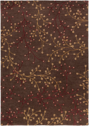 Athena ATH-5052 Cottage Wool Rug ATH5052-811 Dark Brown, Dark Red, Camel 100% Wool 8' x 11'