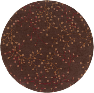 Athena ATH-5052 Cottage Wool Rug ATH5052-8RD Dark Brown, Dark Red, Camel 100% Wool 8' Round