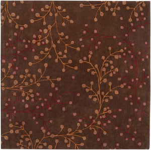 Athena ATH-5052 Cottage Wool Rug ATH5052-8SQ Dark Brown, Dark Red, Camel 100% Wool 8' Square