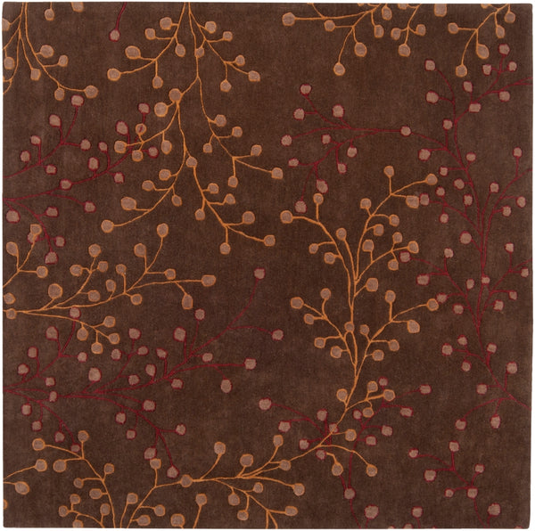 Athena ATH-5052 Cottage Wool Rug ATH5052-8SQ Dark Brown, Dark Red, Camel 100% Wool 8' Square