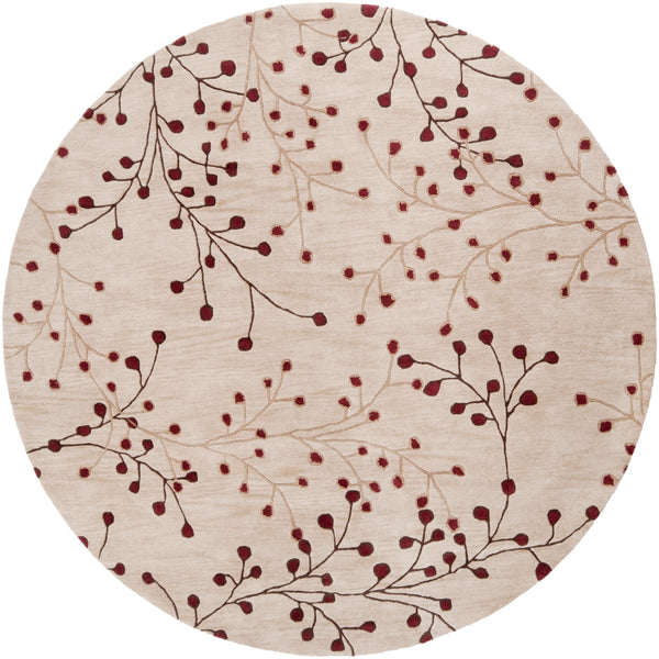 Athena ATH-5053 Cottage Wool Rug ATH5053-8RD Burgundy, Camel, Dark Brown 100% Wool 8' Round
