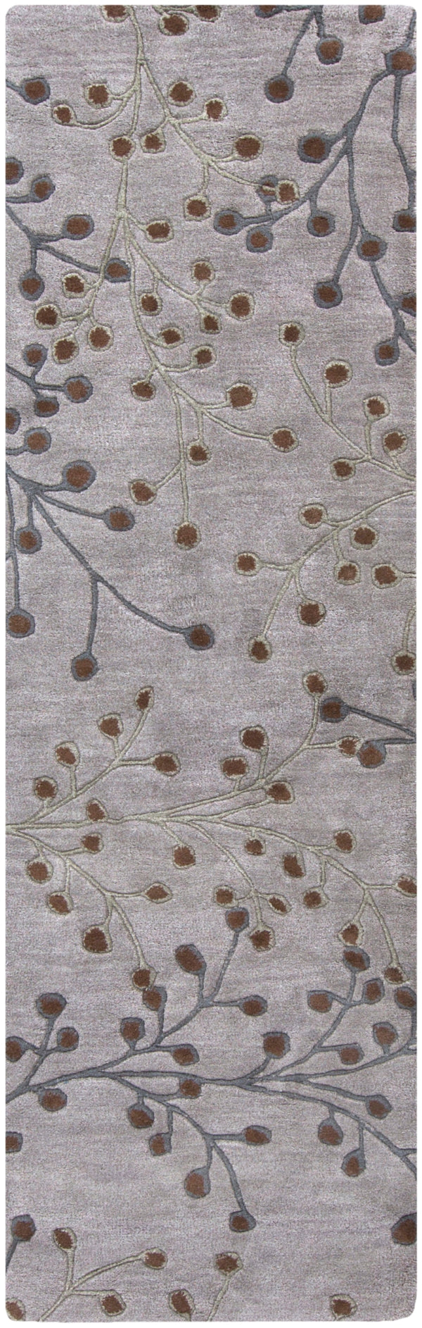 Athena ATH-5055 Cottage Wool Rug ATH5055-312 Medium Gray, Dark Brown 100% Wool 3' x 12'