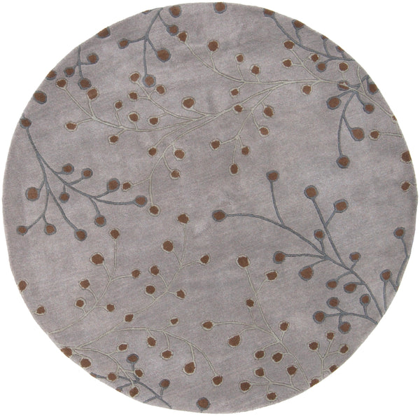 Athena ATH-5055 Cottage Wool Rug ATH5055-99RD Medium Gray, Dark Brown 100% Wool 9'9" Round