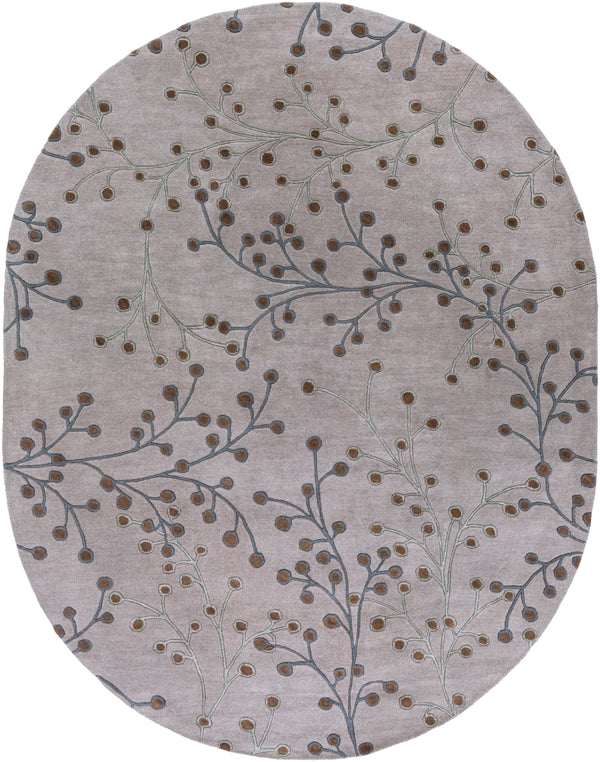 Athena ATH-5055 Cottage Wool Rug ATH5055-810OV Medium Gray, Dark Brown 100% Wool 8' x 10' Oval