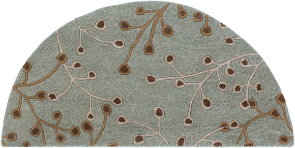 Athena ATH-5058 Cottage Wool Rug ATH5058-24HM Seafoam, Taupe, Dark Brown 100% Wool 2' x 4' Hearth
