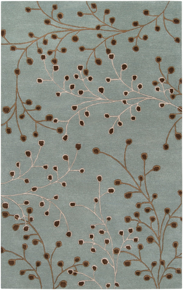 Athena ATH-5058 Cottage Wool Rug ATH5058-58 Seafoam, Taupe, Dark Brown 100% Wool 5' x 8'