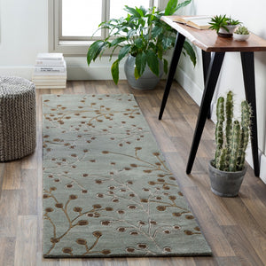 Athena ATH-5058 Cottage Wool Rug ATH5058-312 Seafoam, Taupe, Dark Brown 100% Wool 3' x 12'