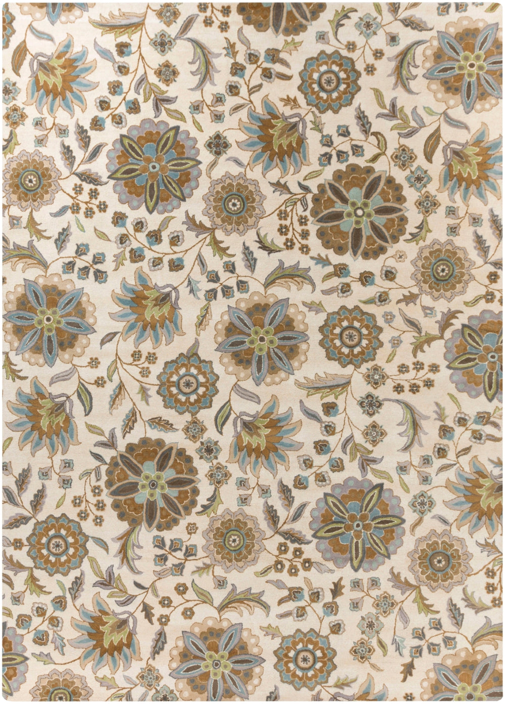 Athena ATH-5063 Cottage Wool Rug ATH5063-912 Denim, Aqua, Moss, Light Gray, Tan, Seafoam, Khaki 100% Wool 9' x 12'