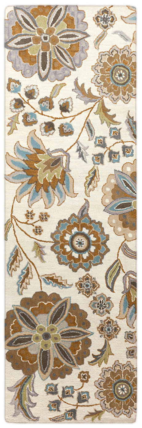 Athena ATH-5063 Cottage Wool Rug ATH5063-312 Denim, Aqua, Moss, Light Gray, Tan, Seafoam, Khaki 100% Wool 3' x 12'