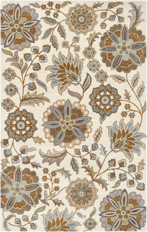 Athena ATH-5063 Cottage Wool Rug ATH5063-58 Denim, Aqua, Moss, Light Gray, Tan, Seafoam, Khaki 100% Wool 5' x 8'