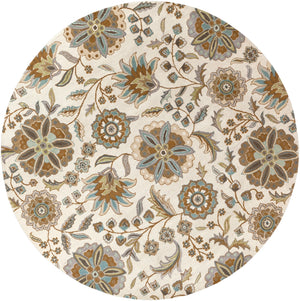 Athena ATH-5063 Cottage Wool Rug ATH5063-8RD Denim, Aqua, Moss, Light Gray, Tan, Seafoam, Khaki 100% Wool 8' Round