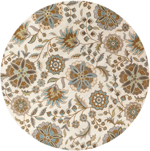 Athena ATH-5063 Cottage Wool Rug ATH5063-8RD Denim, Aqua, Moss, Light Gray, Tan, Seafoam, Khaki 100% Wool 8' Round