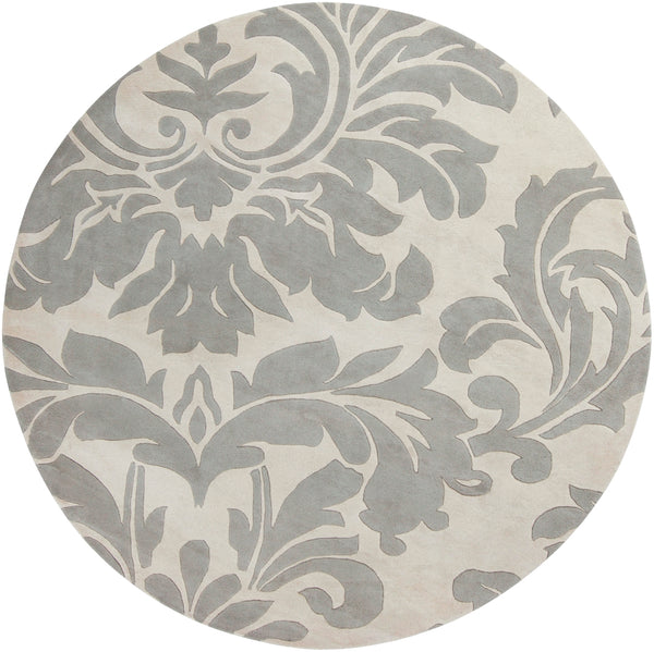 Athena ATH-5073 Traditional Wool Rug ATH5073-8RD Medium Gray, Cream 100% Wool 8' Round