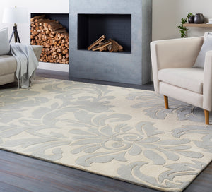Athena ATH-5073 Traditional Wool Rug ATH5073-99SQ Medium Gray, Cream 100% Wool 9'9" Square