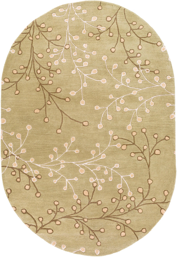 Athena ATH-5113 Cottage Wool Rug ATH5113-69OV Taupe, Olive, Tan, Camel 100% Wool 6' x 9' Oval