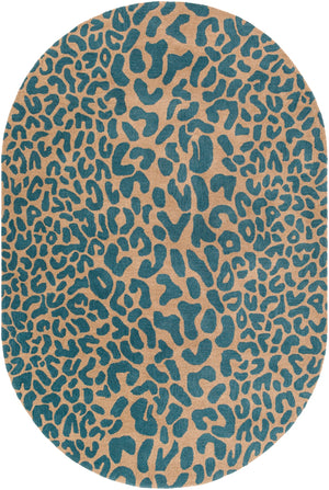 Athena ATH-5120 Modern Wool Rug ATH5120-69OV Dark Green, Camel 100% Wool 6' x 9' Oval