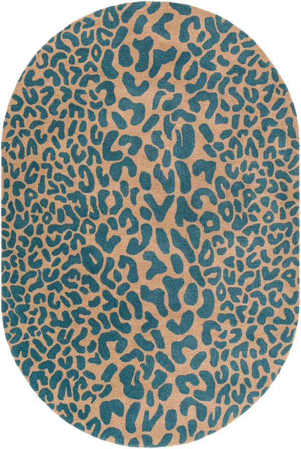 Athena ATH-5120 Modern Wool Rug ATH5120-69OV Dark Green, Camel 100% Wool 6' x 9' Oval