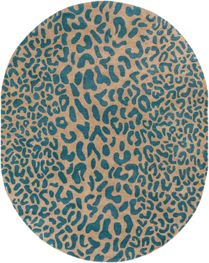 Athena ATH-5120 Modern Wool Rug ATH5120-810OV Dark Green, Camel 100% Wool 8' x 10' Oval