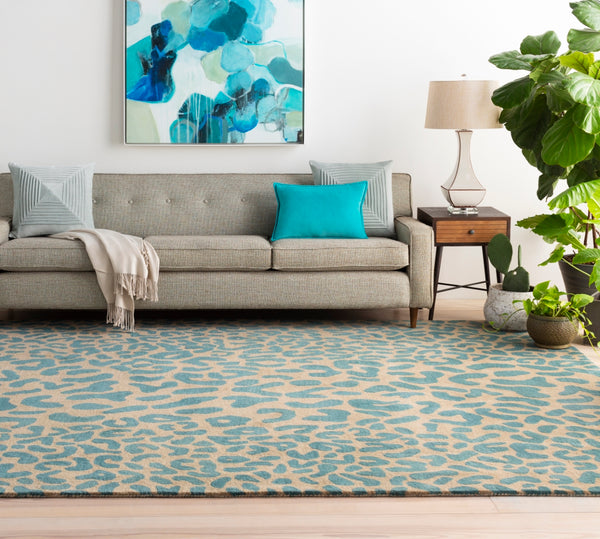 Athena ATH-5120 Modern Wool Rug ATH5120-99SQ Dark Green, Camel 100% Wool 9'9" Square