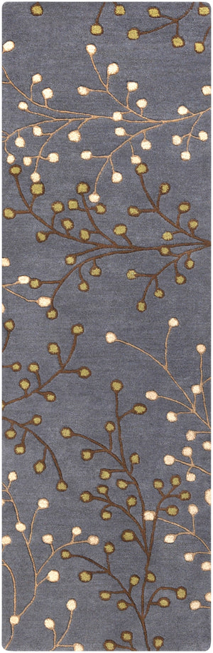 Athena ATH-5125 Cottage Wool Rug ATH5125-312 Navy, Dark Brown, Tan, Beige, Grass Green 100% Wool 3' x 12'