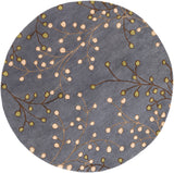 Athena ATH-5125 Cottage Wool Rug ATH5125-99RD Navy, Dark Brown, Tan, Beige, Grass Green 100% Wool 9'9" Round