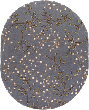 Athena ATH-5125 Cottage Wool Rug ATH5125-810OV Navy, Dark Brown, Tan, Beige, Grass Green 100% Wool 8' x 10' Oval
