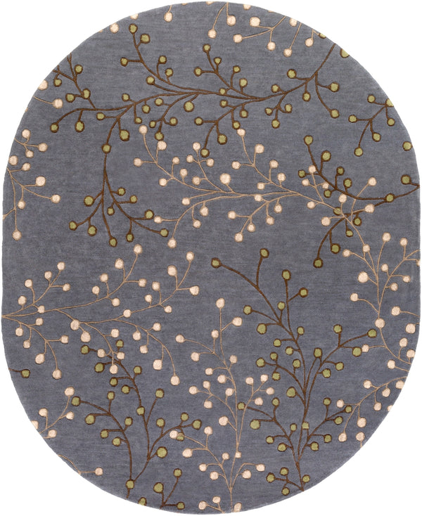Athena ATH-5125 Cottage Wool Rug ATH5125-810OV Navy, Dark Brown, Tan, Beige, Grass Green 100% Wool 8' x 10' Oval