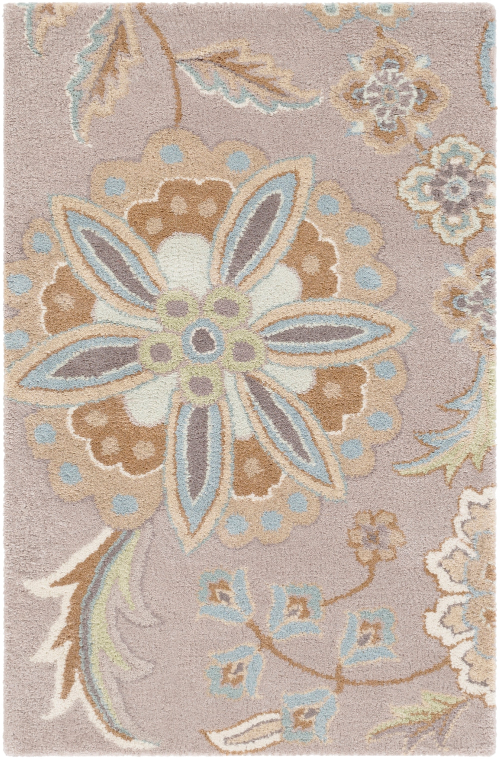 Athena ATH-5127 Cottage Wool Rug ATH5127-912 Sky Blue, Camel, Tan, Dark Green, Sage, Beige, Taupe 100% Wool 9' x 12'