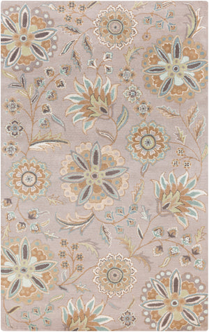 Athena ATH-5127 Cottage Wool Rug ATH5127-58 Sky Blue, Camel, Tan, Dark Green, Sage, Beige, Taupe 100% Wool 5' x 8'