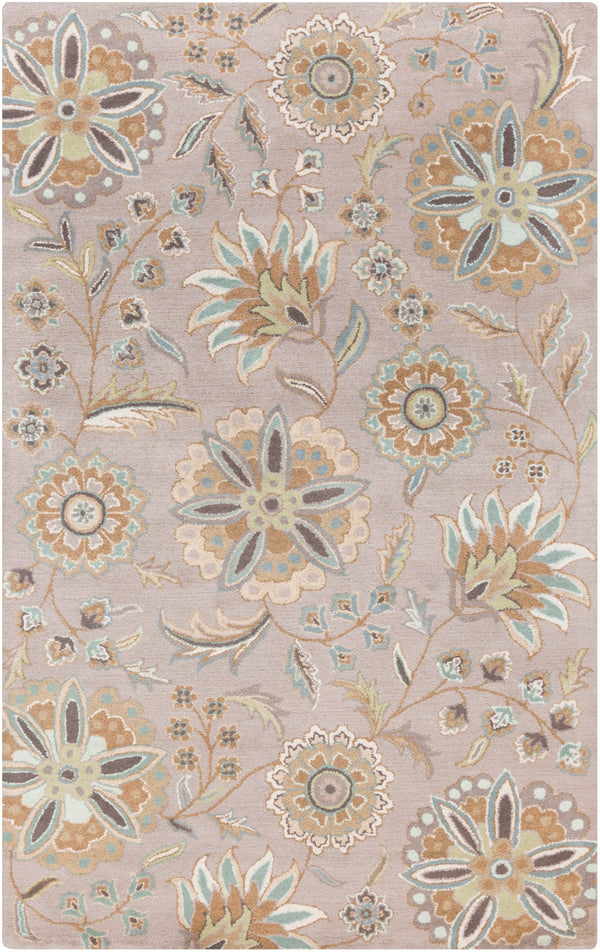 Athena ATH-5127 Cottage Wool Rug ATH5127-58 Sky Blue, Camel, Tan, Dark Green, Sage, Beige, Taupe 100% Wool 5' x 8'