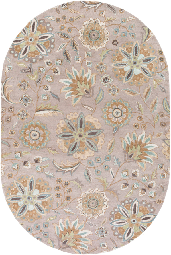 Athena ATH-5127 Cottage Wool Rug ATH5127-69OV Sky Blue, Camel, Tan, Dark Green, Sage, Beige, Taupe 100% Wool 6' x 9' Oval