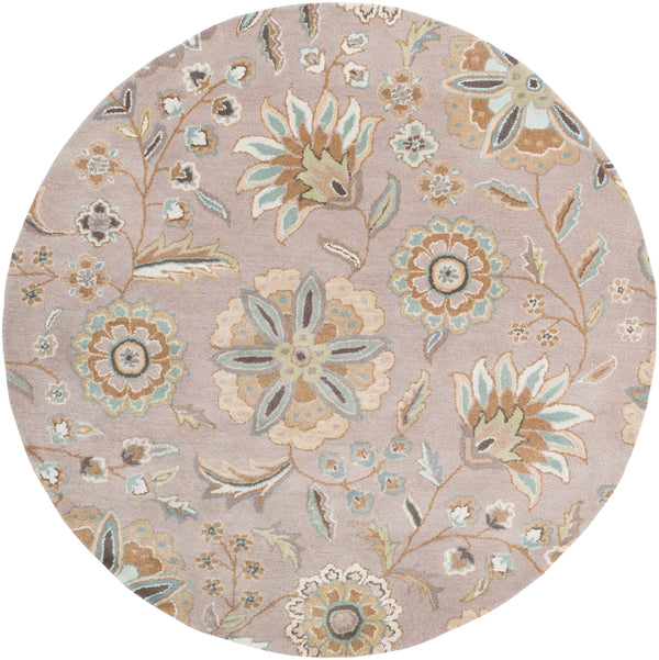 Athena ATH-5127 Cottage Wool Rug ATH5127-99RD Sky Blue, Camel, Tan, Dark Green, Sage, Beige, Taupe 100% Wool 9'9" Round