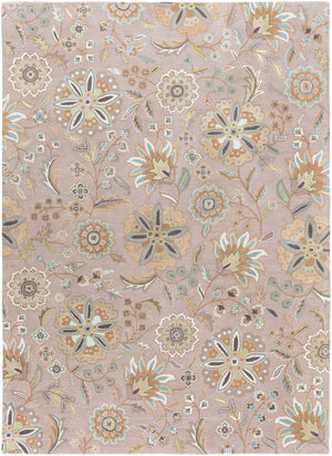 Athena ATH-5127 Cottage Wool Rug ATH5127-811 Sky Blue, Camel, Tan, Dark Green, Sage, Beige, Taupe 100% Wool 8' x 11'