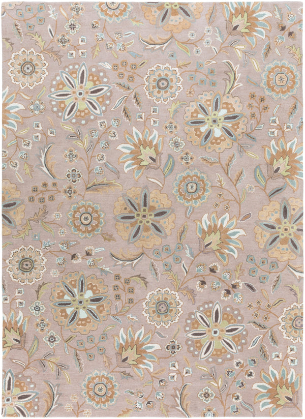 Athena ATH-5127 Cottage Wool Rug ATH5127-811 Sky Blue, Camel, Tan, Dark Green, Sage, Beige, Taupe 100% Wool 8' x 11'