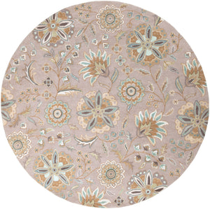 Athena ATH-5127 Cottage Wool Rug ATH5127-8RD Sky Blue, Camel, Tan, Dark Green, Sage, Beige, Taupe 100% Wool 8' Round