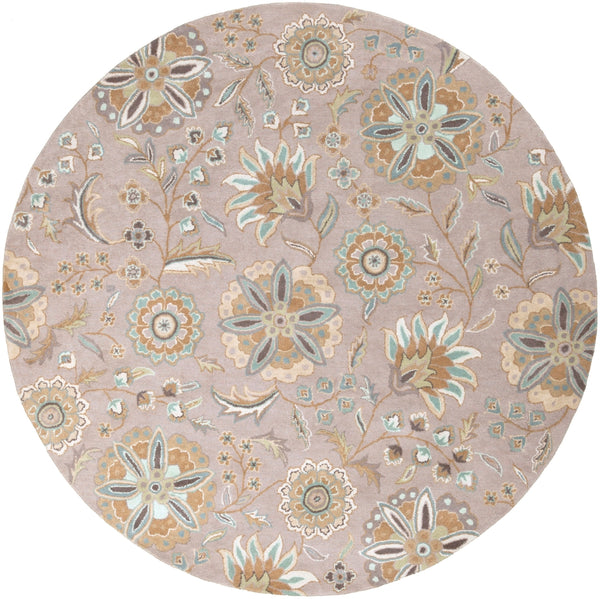 Athena ATH-5127 Cottage Wool Rug ATH5127-8RD Sky Blue, Camel, Tan, Dark Green, Sage, Beige, Taupe 100% Wool 8' Round