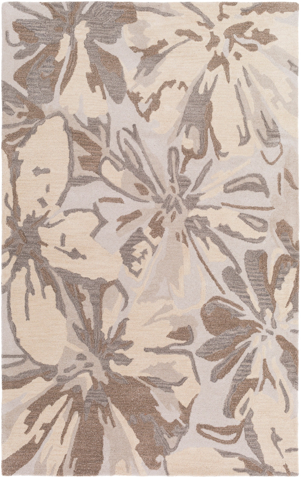 Athena ATH-5148 Modern Wool Rug ATH5148-912 Light Gray, Khaki, Dark Brown, Beige 100% Wool 9' x 12'