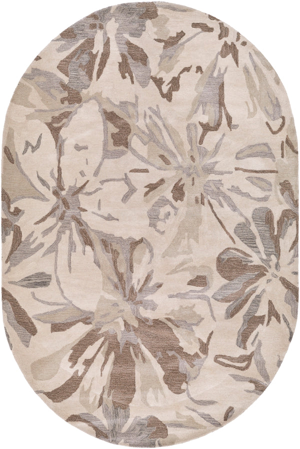 Athena ATH-5148 Modern Wool Rug ATH5148-69OV Light Gray, Khaki, Dark Brown, Beige 100% Wool 6' x 9' Oval