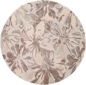 Athena ATH-5148 Modern Wool Rug ATH5148-99RD Light Gray, Khaki, Dark Brown, Beige 100% Wool 9'9" Round