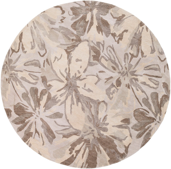 Athena ATH-5148 Modern Wool Rug ATH5148-99RD Light Gray, Khaki, Dark Brown, Beige 100% Wool 9'9" Round