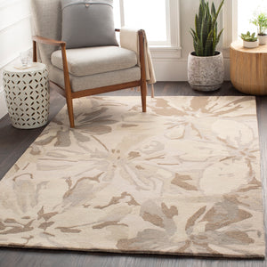 Athena ATH-5148 Modern Wool Rug ATH5148-99SQ Light Gray, Khaki, Dark Brown, Beige 100% Wool 9'9" Square