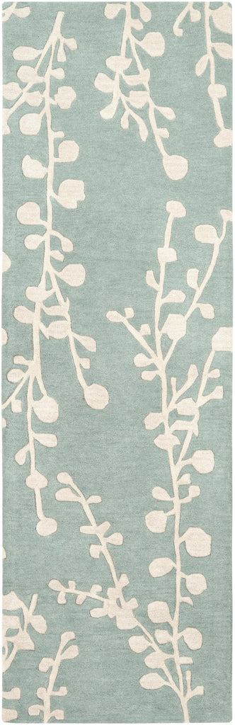 Athena ATH-5158 Cottage Wool Rug ATH5158-268 Mint, Ivory 100% Wool 2'6" x 8'