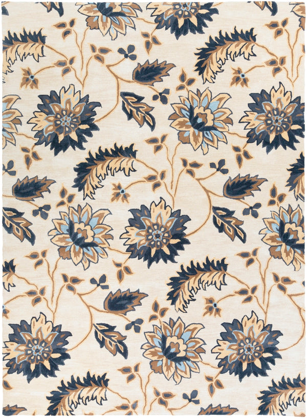 Athena ATH-5161 Cottage Wool Rug ATH5161-811 Navy, Camel, Beige, Sky Blue 100% Wool 8' x 11'