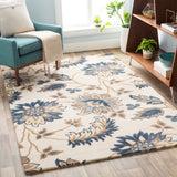 Athena ATH-5161 Cottage Wool Rug ATH5161-912 Navy, Camel, Beige, Sky Blue 100% Wool 9' x 12'