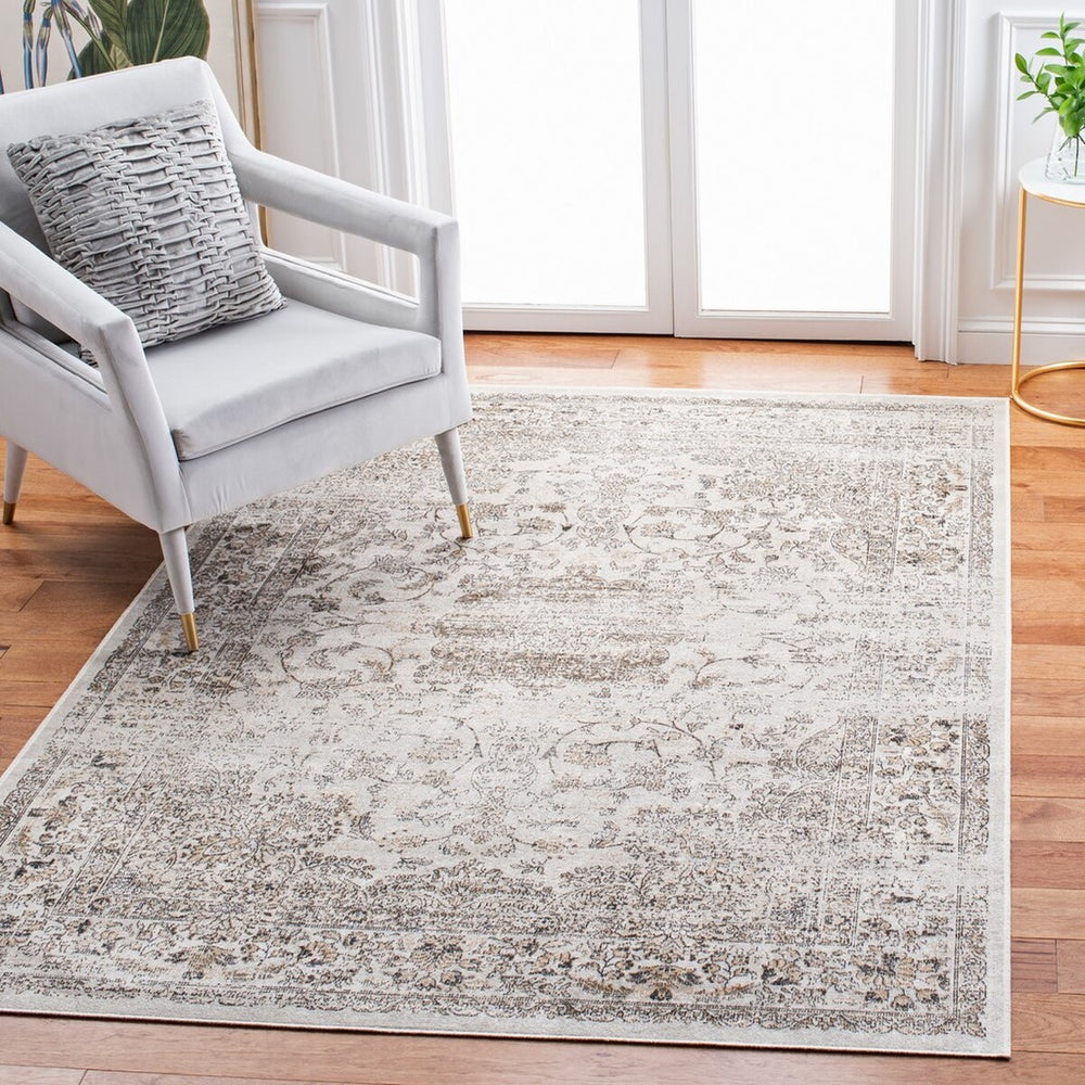 Atlas 965 Transitional Power Loomed 100% Viscose Rug Beige / Grey