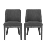 Noble House Camas Contemporary Fabric Upholstered Wood Dining Chairs (Set of 2), Charcoal and Weathered Gray